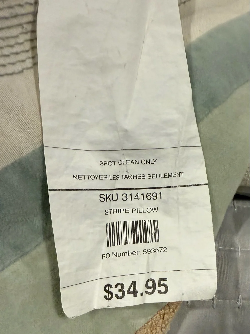 Pier 1 Stripe Pillow Cover in Cream, Sage & Light Blue(4 total)